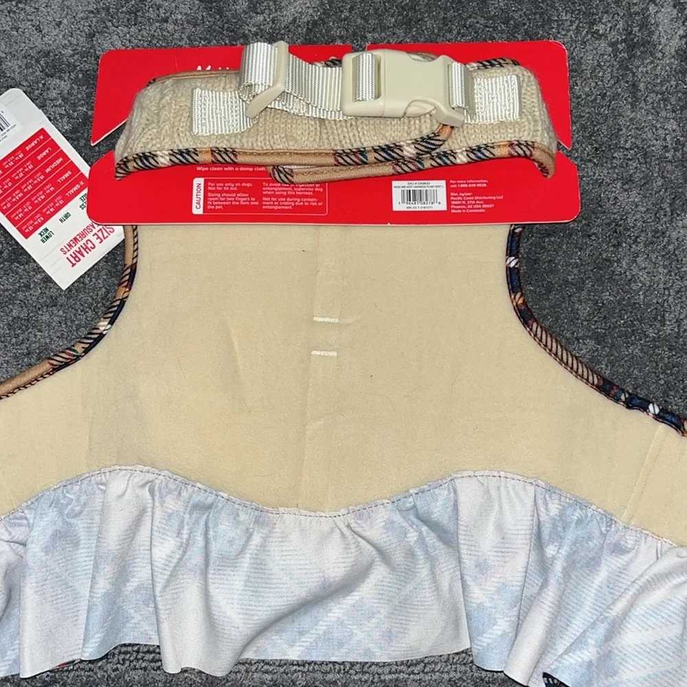 Dog Vest Harness by Merry & Bright with Cable knit & Plaid size L NWT